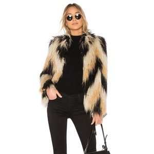 House of Harlow 1960 REVOLVE Dee Faux Fur Coat in Chevron